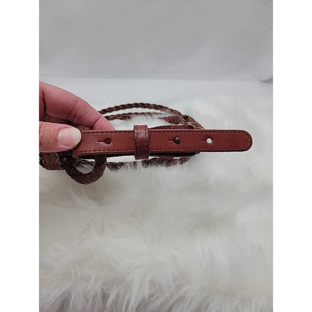Vintage Braided Genuine Leather Belt Size Large 39-43" - Picture 3 of 4
